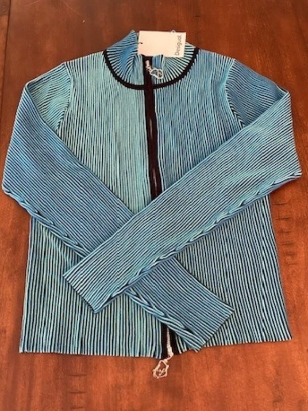 DESIGUAL - DESIGUAL – Iridescent knit zip-up cardigan EU SIZE 26 = US S / SIZE 4